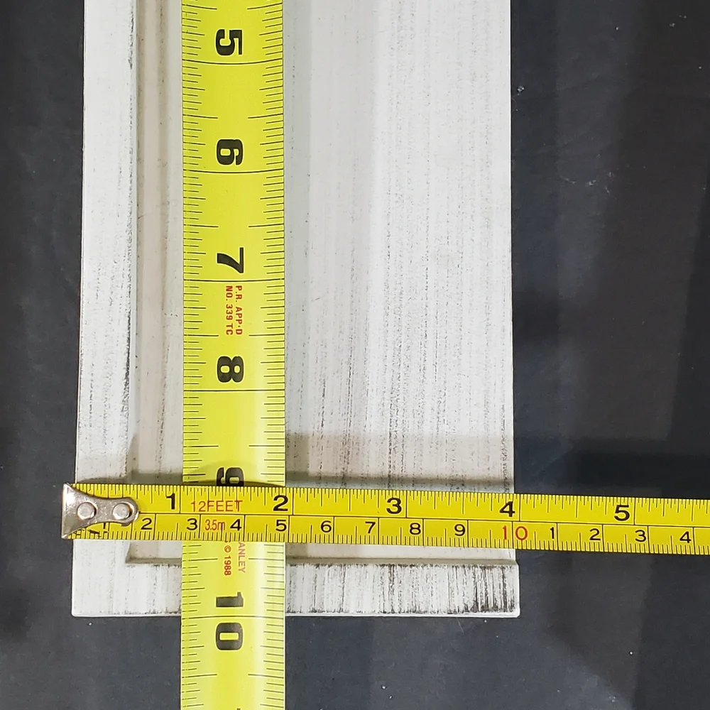 2 Distressed White Resin Floating Wall Shelves w Hanging Hooks Home Decor Accent